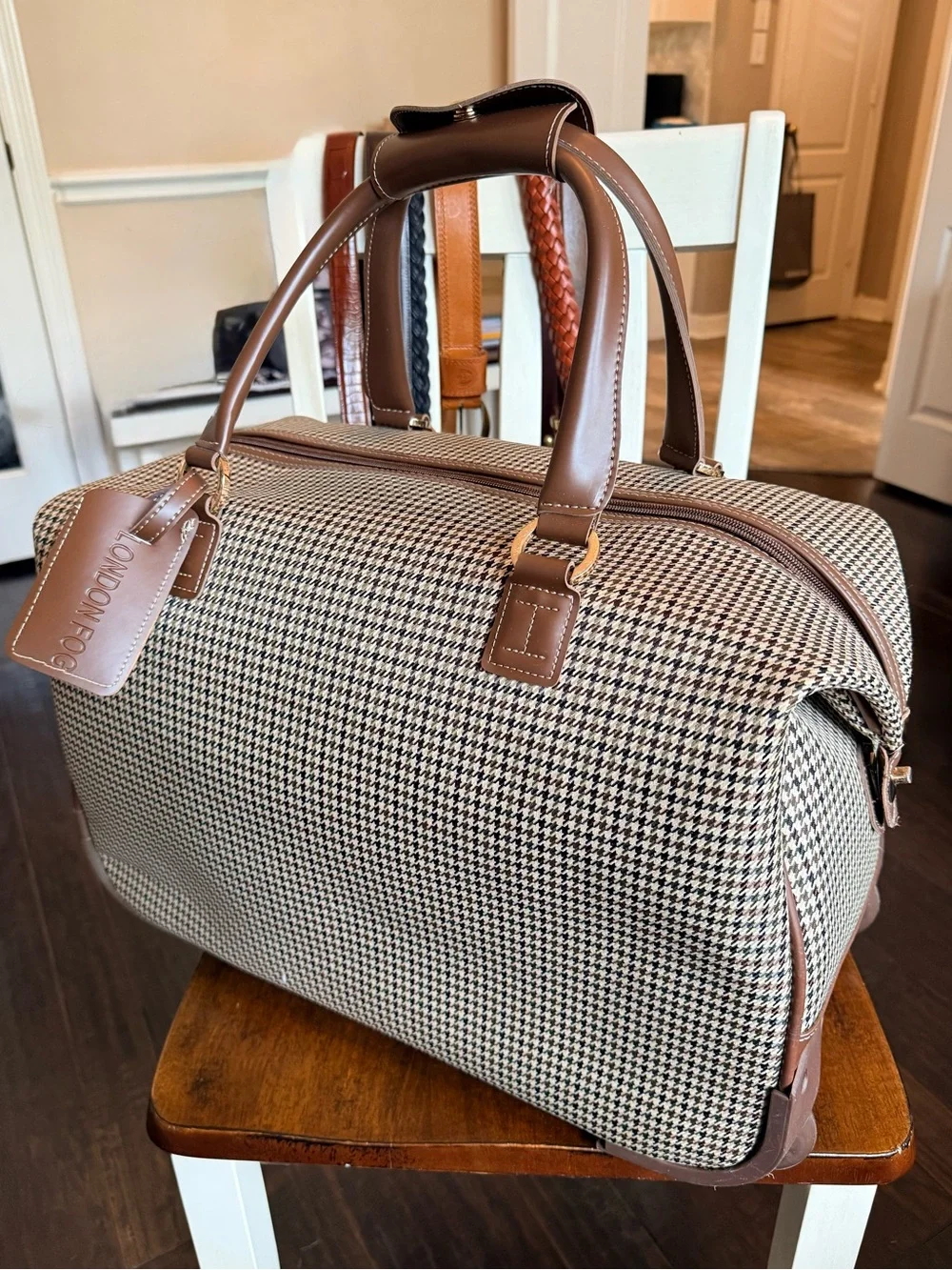 London Fog Cambridge Houndstooth Carry on Duffel 20